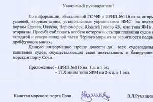 Россия заминировала пути от Босфора в Одессу и обвинила в этом Украину